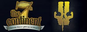 The 7th Continent logo and wordmark: Explore. Survive. YOU are the hero - next to a yellow skull-like image where the cheekbones are little hands.