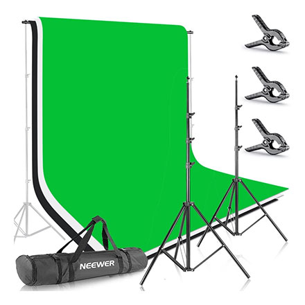 Neewer® 8.5ft X 10ft/2.6M X 3M Background Stand Support System with 6ft X 9ft/1.8M X 2.8M Backdrop(White,Black,Green) for Portrait,Product Photography and Video Shooting 
