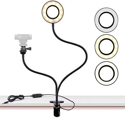 Webcam Light Stand for Live Stream, Selfie Ring Light with Webcam Mount for Logitech C925e, C922x, C930e,C922,C930,C920,C615,Brio 4K 