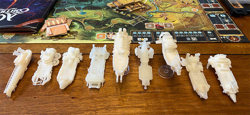 Nights Around a Table - custom Scythe airships by Meeple Forge